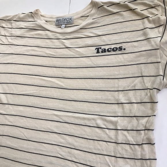 WILDFOX Tacos Oversized Short Sleeve Knit Striped T Shirt - Picture 4 of 5